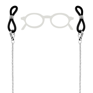 CHAINE DE LUNETTE ACIER MOTIF PAPILLON AVEC PERLE BLANCHE SYNTHETIQUE  69CM