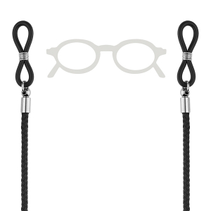 CHAINE DE LUNETTE ACIER ET CORDE NOIR 74CM