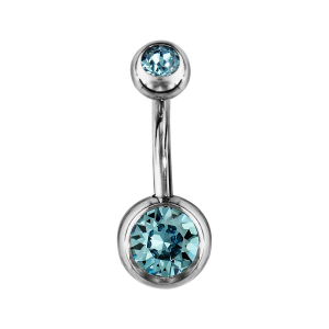 PIERCING NOMBRIL ACIER BOULE PIERRES BLEU CIEL SYNTH