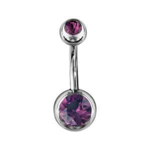 PIERCING NOMBRIL ACIER BOULE PIERRES VIOLETTE SYNTH