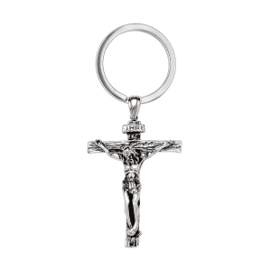 PORTE CLEF ACIER CHRIST SUR CROIX
