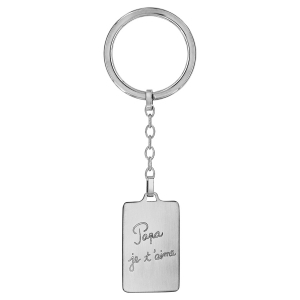 PORTE CLEFS ACIER SATINE RECTANGULAIRE 21X33MM GRAVE PAPA JE T'AIME