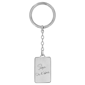 PORTE CLEFS ACIER SATINE RECTANGULAIRE 21X33MM GRAVE PAPA ON T'AIME