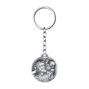 PORTE CLEF ACIER ANNEAU FORME SCEAU ST CHRISTOPHE