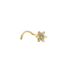 PIERCING ACIER DORÉ NEZ FLEUR OXYDES BLANCS