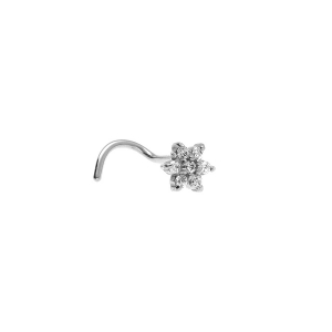PIERCING ACIER NEZ FLEUR OXYDES BLANCS