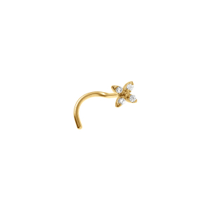 PIERCING ACIER DORÉ NEZ FLEUR 4 OXYDES BLANCS