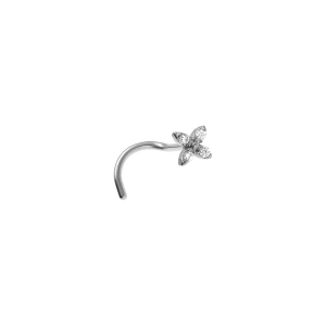 PIERCING ACIER NEZ FLEUR 4 OXYDES BLANCS