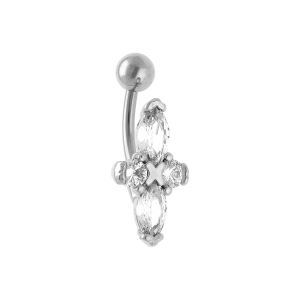 PIERCING ACIER NOMBRIL CROIX OXYDES BLANCS