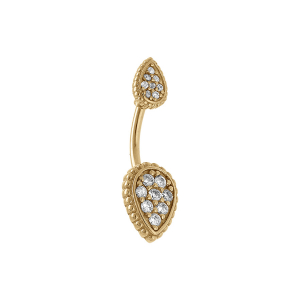 PIERCING ACIER DORÉ NOMBRIL GOUTTE OXYDES BLANCS