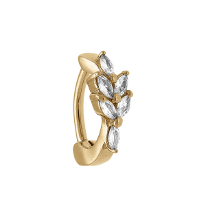 PIERCING ACIER DORÉ  NOMBRIL FEUILLAGE