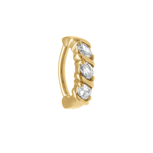 PIERCING ACIER DORÉ NOMBRIL OXYDES BLANCS