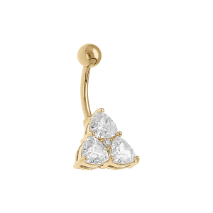 PIERCING ACIER DORÉ NOMBRIL TRIANGLE OXYDES BLANCS