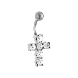 PIERCING ACIER NOMBRIL CROIX OXYDES BLANCS