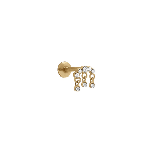 PIERCING ACIER DORÉ OREILLE HÉLIX ET TRAGUS OXYDES BLANCS
