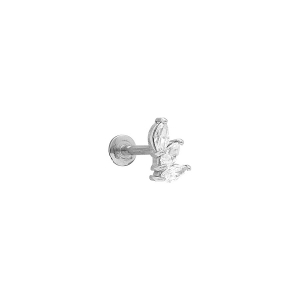PIERCING ACIER OREILLE HELIX, TRAGUS OXYDE BLANC