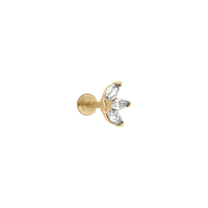 PIERCING ACIER DORÉ OREILLE HELIX, TRAGUS OXYDES BLANCS