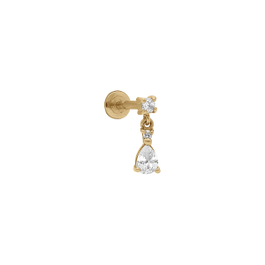 PIERCING ACIER DORÉ OREILLE HÉLIX ET TRAGUS OXYDES BLANCS