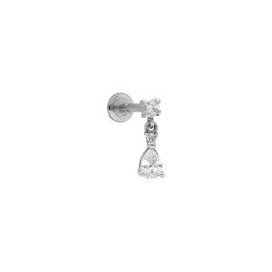 PIERCING ACIER OREILLE HÉLIX ET TRAGUS OXYDES BLANCS
