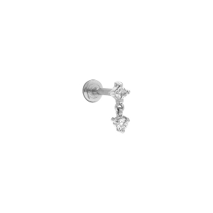 PIERCING ACIER OREILLE HELIX, TRAGUS OXYDES BLANCS