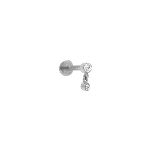 PIERCING ACIER OREILLE HELIX, TRAGUS OXYDES BLANCS SERTIS CLOS