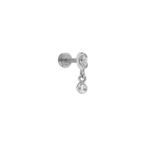 PIERCING ACIER OREILLE HELIX, TRAGUS OXYDE BLANC