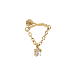 PIERCING ACIER DORÉ OREILLE HELIX OXYDE BLANC