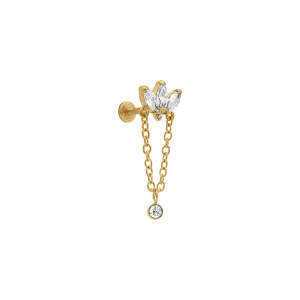 PIERCING ACIER DORÉ OREILLE HELIX OXYDES BLANCS