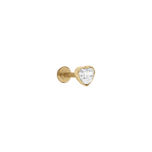 PIERCING ACIER DORÉ OREILLE HELIX, TRAGUS COEUR OXYDE BLANC SERTI CLOS