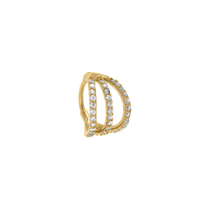 PIERCING ACIER DORÉ OREILLE HELIX 3 RANGS OXYDES BLANCS