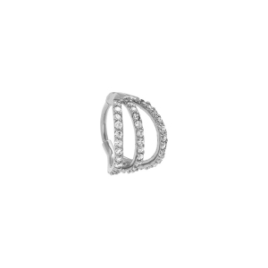 PIERCING ACIER OREILLE HELIX 3 RANGS OXYDES BLANCS
