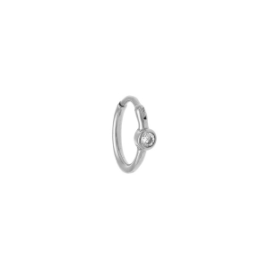 PIERCING ACIER OREILLE HELIX, TRAGUS, DAITH, ROOK  ANNEAU OXYDE BLANC