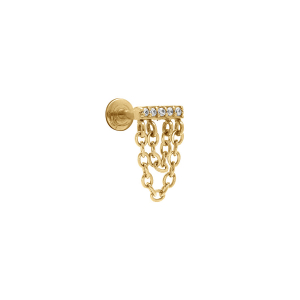 PIERCING ACIER DORÉ OREILLE HELIX, TRAGUS CHAINETTE