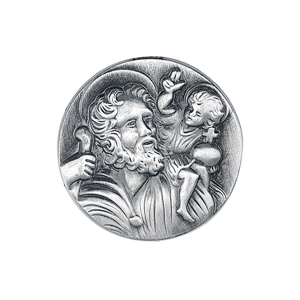 PLAQUE ACIER MAGNETIQUE FORME SCEAU 34MM ST CHRISTOPHE