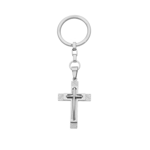 PORTE CLEF ACIER CROIX AVEC STRIURE
