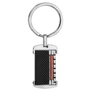 PORTE CLEF ACIER PVD NOIR AVEC CABLE ROSE