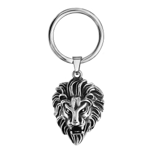 PORTE CLEF ACIER TETE DE LION PATINE