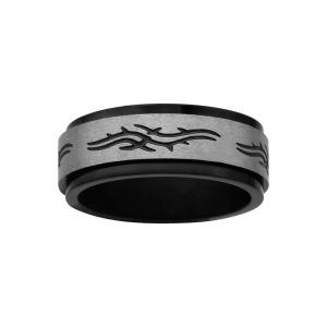 ALLIANCE ACIER  7 MM ET PVD NOIR ANTI STRESS GRAVURE TRIBALE