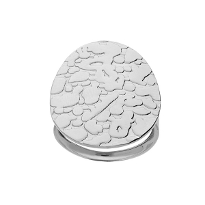 BAGUE ACIER  PLATEAU ROND EMBOSSÉ
