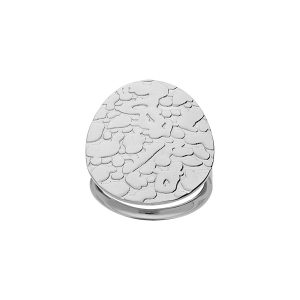 BAGUE ACIER  PLATEAU ROND EMBOSSÉ
