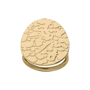 BAGUE ACIER  ET PVD DORÉ PLATEAU ROND EMBOSSÉ