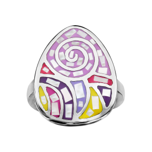 BAGUE ACIER STELLA MIA RÉSINE ET NACRE