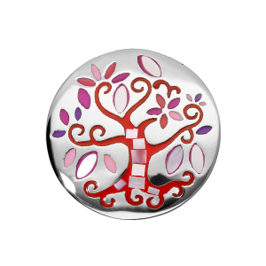 BAGUE STELLA MIA RONDE ARBRE DE VIE ROUGE ET NACRE