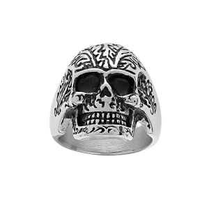 BAGUE ACIER MOYENNE TETE DE MORT