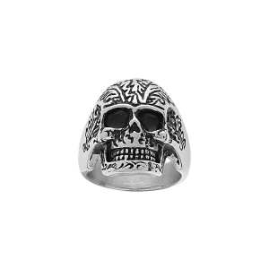 BAGUE ACIER MOYENNE TETE DE MORT
