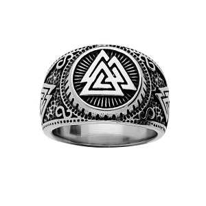 BAGUE ACIER PATINÉ VIKING
