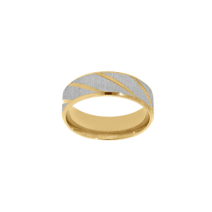 BAGUE ACIER ET PVD DORÉ STRIÉE
