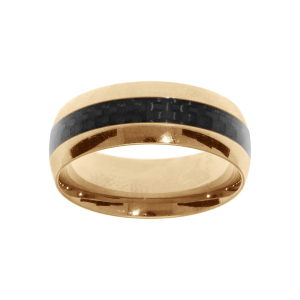 BAGUE ACIER ET PVD DORÉ AVEC CARBONE 8MM
