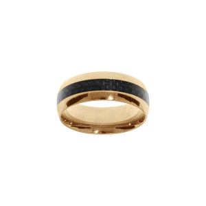 BAGUE ACIER ET PVD DORÉ AVEC CARBONE 8MM