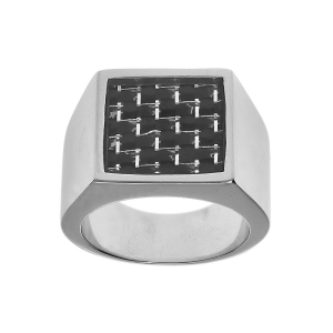 CHEVALIERE ACIER CARRÉ 13 X 13MM AVEC CARBONE